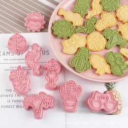 Baking Moulds Flamingos Biscuits Plastic Press Type Double Sugar Cookies Mold Cutting Summer Beach In Hawaii Cactus