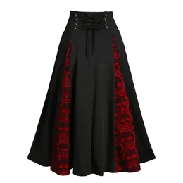 Skirts Women Skirt Lace Patchwork Waist Size Midi High Pleated Gothic Carnival Elegant Vintage Tutu