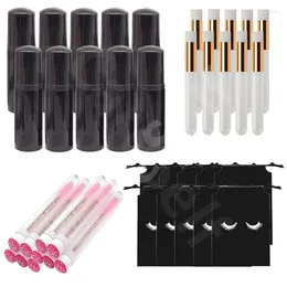 Makeup Brushes 40pcs Eyelash Cleaning Tool Set 60ML Glossy Black Empty Plastic Foam Pump Bottle Grafting Brush Skincare Tools