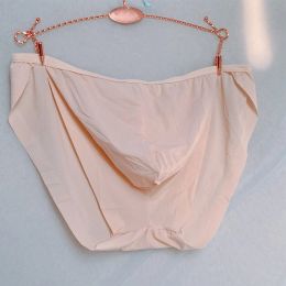 Men Ice Silk Breathable Sweat Briefs Comfortable Underpants Sexy Big Scrotum Pouch Panties Erotic Underwear Solid Lingerie