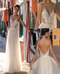 New Beach Wedding Dresses Brdial Gowns Spaghetti Straps Sleeveless Robe De Soiree Backless Long Boho Wedding Gowns3296221