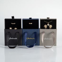 100 Custom Logo Ring Necklace Paper Jewellery Box Luxury Portable Jewellery Drawer Boxes Packaging Bijoux Bracelet Box Joyas Joyeria