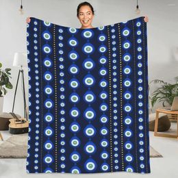 Blankets Evil Eye Soft Warm Blanket Blue And Gold Camping Throw Winter Colorful Design Flannel Bedspread Sofa Bed Cover