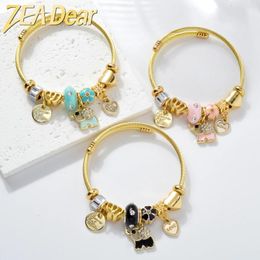 Charm Bracelets ZEADear DIY Jewellery Gold Colour Stainless Steel Bangle Cute Elephant Animals Charms For Women Girls Gifts