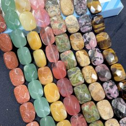 8 12 MM Faceted Natural Square Agates Jades Quartz Turquoises Stone Spacer Beads For Jewelry Making DIY Bracelet Necklace