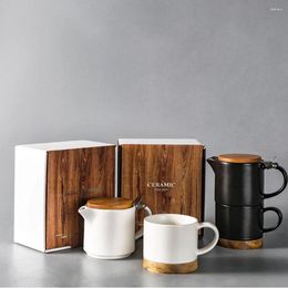 Mugs Japanese Style Handmade Household Ceramic Mug Set Coffee Cup With Cover Filterable Residue Tea Portable Travel