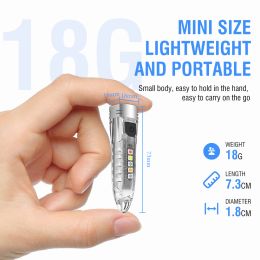 BORUiT V1 Mini LED Keychain Flashlight Small EDC Spotlight Type-C Rechargeable Torch UV Light Emergency Tiki Lamp with Magnet