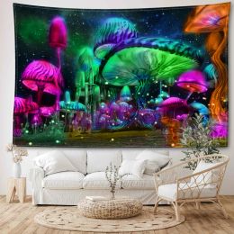 Colorful Jungle Mushroom Tapestry Wall Hanging Abstract Witchcraft Hippie Tapiz Mysterious Dormitory Living Room Home Decor