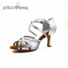 Dance Shoes Evkoodance Size US 4-12 Heel Height 7cm Professional Silver Pu Latin Women Evkoo-640