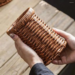 Storage Bottles Hand Woven Imitation Rattan Cutlery Holder Basket Kitchen Utensils Organiser