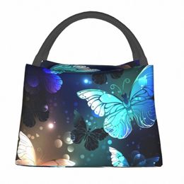 night Butterfly Lunch Bag Ombre Animal Print Leisure Lunch Box School Portable Tote Handbags Waterproof Custom Cooler Bag N3tU#