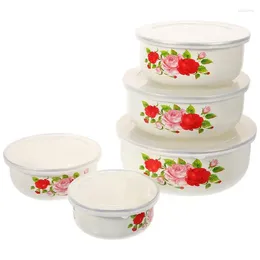 Bowls 5Pc Salad Bowl Multi-function Mixing Stackable With Lids Noodle For Serving Home Fridge Daily