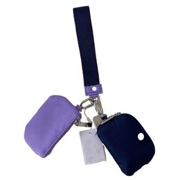 S Dual Pouch Wristlet Clutch Women Keychain Designer Wallet Waterproof Mini Yoga Bag Detachable Key Chain LU085