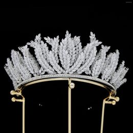 Hair Clips Jewelry CZ Crown Leaf Wedding For Prom Or Party Zirconia Bridal Tiara