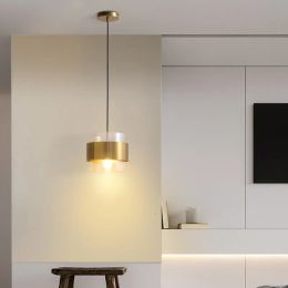 Modern Minimalist Glass Pendant Lamps Dining Table Round Amber Hanging Light Living Room Bedroom Kitchen Bar Gold Art Chandelier
