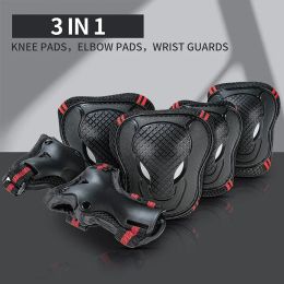 6Pcs Skateboard Ice Roller Skating Protective Gear Elbow Pads Wrist Safety Guard Cycling Riding Knee Protector for Kids Adults