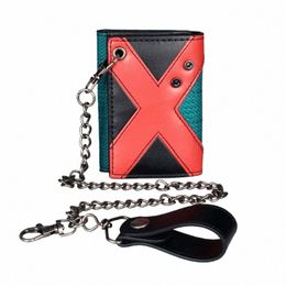 women Wallet Tri-Fold Chain Men's Purse 4044 Q51c#