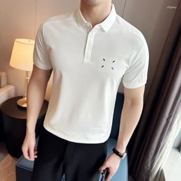 Men's Polos Summer Jacquard Embroidered Polo Shirt For Men Slim Fit Short Sleeved Casual T-shirts Fashion Business Formal Social Male