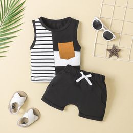 Clothing Sets Baby Boys Shorts Set Sleeveless Striped Tank Top With Elastic Waist Summer Outfit