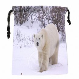 new Bear printed storage bag 18*22cm Satin drawstring bags Compri Type Bags Customise your image gifts 97bL#
