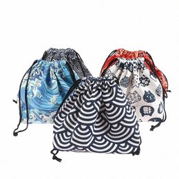 japanese Style Lunch Box Bag Drawstring Lunch Bag Bento Tote Pouch Portable Children Storage Box Travel Tablee Storage Bag m7HB#