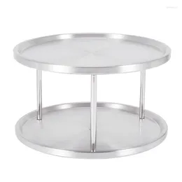 Tea Trays Spice Rack Stainless Steel Organiser Tray 360 Degree Turntable Rotating 2 Stand For Dining Table Kitchen Counters Cabinets