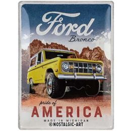 Nostalgic-Art Retro Tin Sign, Ford Bronco Gift idea for car accessories fans, Metal Plaque, Vintage design for wall decoration