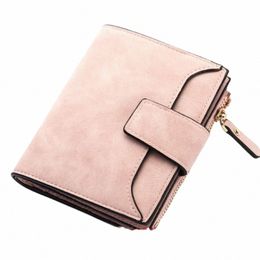 fi Solid Color Short Women Wallets New Small Zipper PU Leather Quality Female Card Holder Slim Simple Purse m8q1#