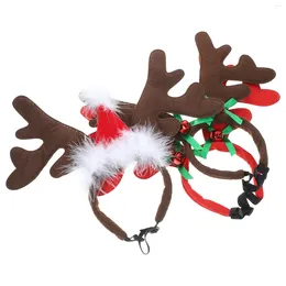 Dog Apparel 3 Pcs Small Christmas Outfits Deer Antlers Headband Pet Props Puppy Decorating Supplies Hair Hoops Costume Velvet