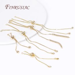 18K Gold Plated Box Chain Bracelet Component with Silicone Insert Beads For DIY Necklace Jewelry Making Accessories Wholesale