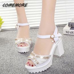 Dress Shoes Luxury Designer Sandals Sexy Fashion Women's Summer Footwear Diamond Fish Mouth Platform High Heels Casual Woman White