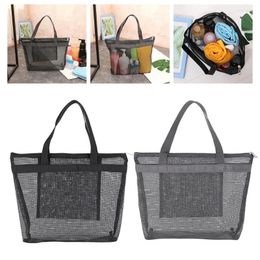 Storage Bags Mesh Shower Tote Bag Hanging Portable Toiletry For College Dorm Bath Men And Women Black