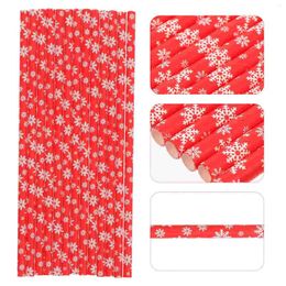 Disposable Cups Straws 100 Pcs Christmas Decor Xmas Party Prop Drinks Kraft Paper Banquet Decoration