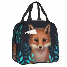 cute Fox Insulated Lunch Bag for Women Waterproof Animal Thermal Cooler Lunch Box Office Work School Picnic Food Tote Bags l32M#