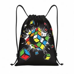 exploding Rubix Rubiks Rubics Cube Drawstring Backpack Women Men Sport Gym Sackpack Foldable Math Lovers Training Bag Sack C1sV#