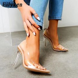 Eilyken Street Style PVC Transparent Women Pumps Perspex Clear High Heels Shoes Pointed Toe Nightclub Party Sandals 240327