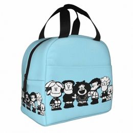 mafalda And Friends Insulated Lunch Bag Large Quino Comics Meal Ctainer Thermal Bag Lunch Box Tote College Outdoor Men Women 32mX#