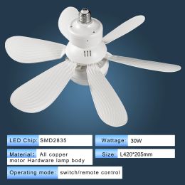 E27 Remote Control Popular 6 Blades Fan Lamp with LED Lights Dimmable Mount Light Ceiling Fans for Bedroom Living Room