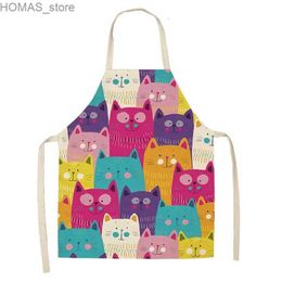 Aprons Cute Cat Pattern Kitchen Apron Antifouling Oil Proof Mens and Womens Kitchen Apron Hairdresser Cafe Kitchen Apron Barbacoa Y240401PKH2