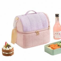 4colors Toast Lunch Bag Ladies Insulated Soft Cooler Lunchbox with Shoulder Strap Insulati Large Capacity Food Organiser Bags E8rs#