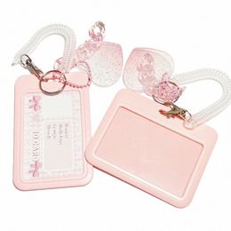 high Beauty Vertical High Value Card Holder Fl Pink Love Clouds Gradient Coo Card Keychain Bus Student ID Card Holder e9oR#