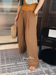 Women's Pants Satin Y2k Woman Clothing Spring Summer 2024 Korean Style Luxury Fashion Vintage High Waist Wide Leg Gothic Trousers Long