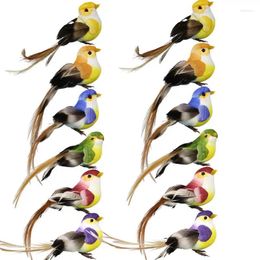 Garden Decorations Simulation Birds 12PCS Mini Feather Simulated Bird Ornaments DIY Craft For Home Wedding Decoration Party