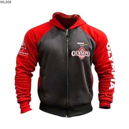 Muscular Mens Large Size Fitness Sweater Autumn Style Winter Bodybuilding Training Hooded Jacket Casual Sportswear Hda1