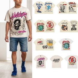 American Hellstar Hip Hop Fun Trendy Brand Letter Print Abgenutztes Herren- und Damen-Lose-Sommer-Kurzarm-T-Shirt