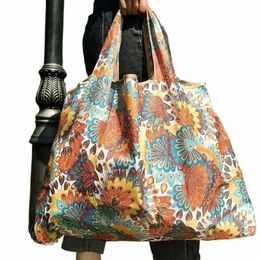 versatile Folding Shop Bag Large Capacity Travel Tote Bag Fi Reusable Grocery Bag Supermarket Shop B9kL#