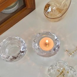 Candle Holders Crystal Glass Holder Flower Tulip Small Tealight Stand Cup Home Bar Candlestick Wedding Party Centerpieces