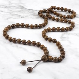 10mm Wooden Rosary Necklace for Women Men Classic Tibetan Buddha Braided Knots Rope Beaded Blessing Tassels Pendant Jewellery Gift