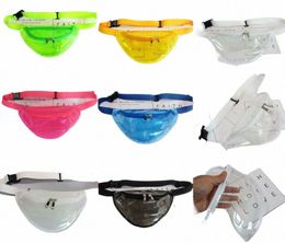 dhl30pcs New PVC Candy Transparent Women Waist Pack Unisex Fanny Waist Bag Chest Pack Travel Outdoor R4B4#