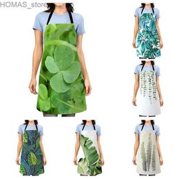 Aprons Aesthetic Women kitchen apron kids original Children Waterproof girl fashionable princess waiter work apron oil proof greenplant Y240401MAW6